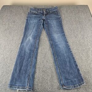 Ann Taylor Curvy Fit Lindsay Waist Blue Bootcut Jeans Embroidered Pockets Size 2